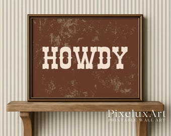 Howdy Western Poster | Cowboy Printable Wall Art, Rustic Typography Print, Vintage Country Home Decor, Western Wall Art, image 3
