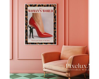 Feminist Wall Art, Red Funky Art, Trendy Leopard Wall Art, Aesthetic Y2K Dorm Decor, Retro Fashion Feminist Poster, Funky Collage Wall Art, image 9