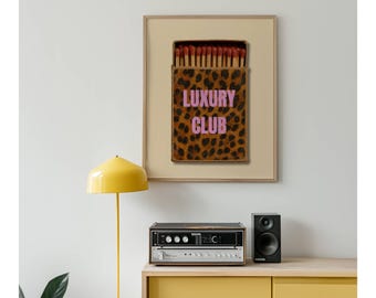 Retro Leopard Matchbox Art Print, Luxury Club Print Wall Art, Trendy Wall Art, Funky Dorm Decor, Y2K Girl Room Printable, Dorm Room Print, image 6