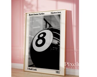 Retro Lucky 8 Ball Print, Pool Ball, Collage Wall Art, Game Room Print, Trendy Retro Bar Cart Print, Retro 70s Poster, Trendy Wall Art,, image 7