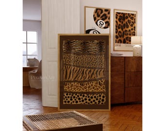 Leopard Pattern Wall Art, Safari Animal Print Decor, Cheetah Tiger Giraffe Pattern Poster, Retro Y2K Fashion Jungle Home Wall Decor, image 1
