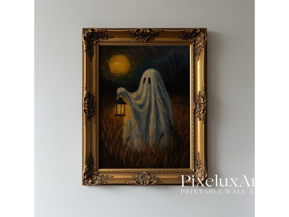 Lantern Ghost Halloween Wall Art