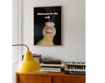 Welcome to My Crib Duck Wall Art, Collage Dorm Room Wall Art, Bedroom Wall Art, Funny Animal Print, Funny Duck Poster, image 6