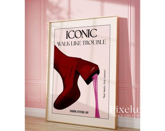 Trendy Girly Boot Poster, Collage Apartment Print, Y2k Fashion Print, Feminist Quote, Stylish And Cool Girl Aesthetic Magazine Cover, image 4