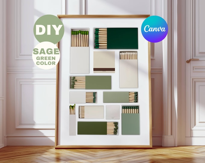 Sage Green Matchbook Canva Template • DIY Custom Matches…