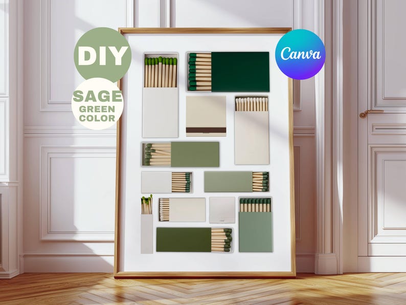Sage Green Matchbook Canva Template • DIY Custom Matches Poster • Personalized M