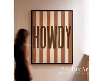 Howdy Beige Wall Art, Western Typography Print, Rustic Minimalist Decor, Cowgirl Aesthetic Poster, Southern Style Wall Print, Wild West Art, image 4