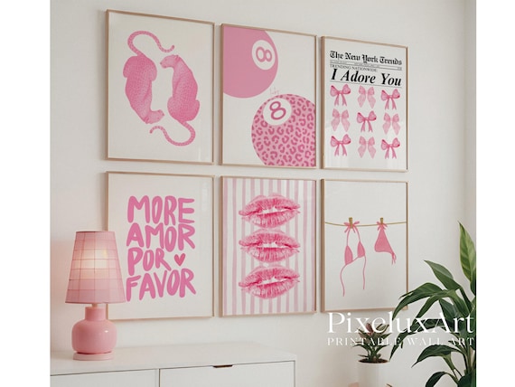 Pink Wall Art Set of 6