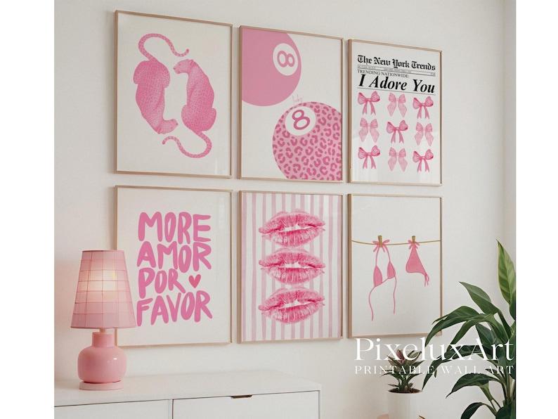 Pink Wall Art Set of 6