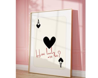 Retro Ace Card Print, How Lucky Are We, Playing Card Poster, Trendy Ace Card Poster, Vintage Ace of Hearts Poster, Aesthetic Ace Print, image 9