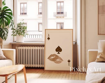 Leopard Ace Card Print, Neutral Beige Wall Art, Playing Card Poster, Soft Aesthetic Ace Print, Girly Room Print, Trendy Wall Art, image 7