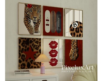 60+ Red Gallery Leopard Wall Art Set | Printable Chic Red Leopard Gallery, Bold Glam Decor, Wild & Feminine Wall Art, Y2K Fashion Decor, image 4