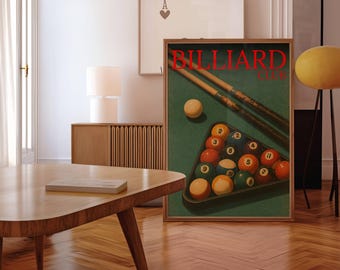 Retro Billiards Print, Retro Pool Hall Wall Art, Vintage Billiards Print, Game Room Decor, Green Pool Ball Print, 8 Ball Room Print, image 5