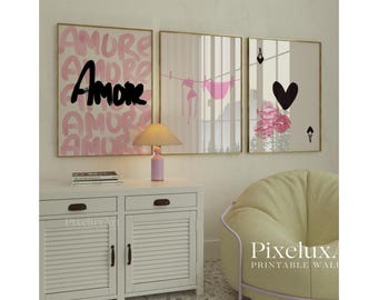 Pink Aesthetic Wall Art Set - Stockholm Fashion Wall Art, Leopard Print Decor, Preppy Gallery Wall for Bedroom, Glam Girl Room Printable Art, image 3