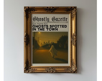 Vintage Halloween Poster Set of 6 – Ghostly Gazette, Haunted House Tickets, Spooky Cat, Witch Hour Clock, Martini Ghost Printables, image 6