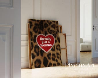 Leopard Print Quote Poster | Red Floral Glam Wall Art, Feminine Empowerment Quote , Chic Fashion Decor, Luxury Glam Printable Poster, image 5