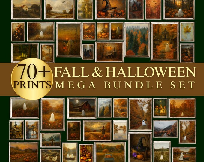Fall & Halloween Wall Art Mega Bundle | Cozy Autumn Ghost…