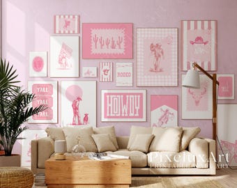 130+ Pink Western Gallery Wall Set – Girly Cowgirl Wall Art, Girly Cowgirl Wall Art, Retro Rodeo Aesthetic Decor, image 8