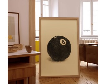 Lucky 8 Ball Wall Art, Retro Printable Poster, Vintage Game Room Decor, Cool Dorm Art, Magic 8 Ball, Trendy Wall Print, Trendy Wall Art, image 7