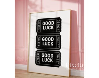 Good Luck Ticket Print, Ticket Club Wall Art, Funky Black & White Collage Poster, Retro Ticket Poster, Trendy Ticket Wall Art, image 4