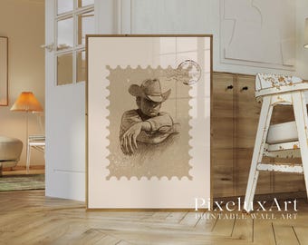 Cowboy Portrait Wall Art | Rustic Western Print | Vintage Country Decor | Neutral Farmhouse Poster, image 6