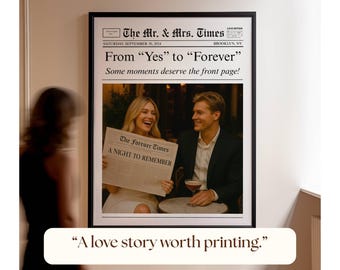Editable Wedding Newspaper Poster Canva Template | DIY Printable Gift for 1st Anniversary, Valentine’s Day, Engagement or Wedding Keepsake, image 3