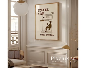 Club Coffee Wall Art, Retro Coffee Poster, Coffee Cart Print, Coffee Station Decor, Coffee Lover Art, Coffee Bar Print Art, Coffee Vibes, image 7