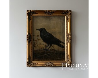 Halloween Wall Art Set of 6 – Vintage Spooky Ghost, Skeleton, Witch, Raven, Haunted Tickets & Bat Prints | Rustic Gothic Fall Decor, image 7