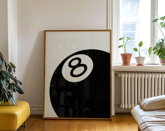 Retro Lucky 8 Ball Print, Pool Ball, Collage Wall Art, Game Room Print, Funky Vintage Print, Lucky Poster, Trendy Wall Art, 8 Ball Poster, image 6
