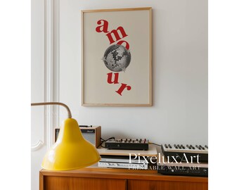 Disco Amour Wall Art, Retro Collage Wall Art, Funky Vintage Print, Aesthetic Poster for Cool Dorm Room Decor, Funky Trendy Wall Decor, image 5