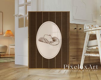 Cowboy Hat Wall Art | Western Minimalist Print | Rustic Country Decor | Neutral Farmhouse Poster, image 6