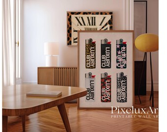 Retro Lighter Print, Retro Collage Aesthetic Decor, Girly Dorm Room / Apartment Decor, Trendy Wall Art, Leopard Funky Print, Luxury Club Art, image 6