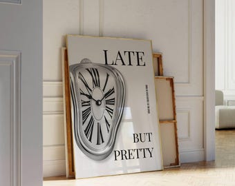 Retro Melting Clock Print, Stylish Stockholm Style Room Decor, Fashion Wall Art, Collage Aesthetic Apartment Print, Surreal Modern Art Print, image 5