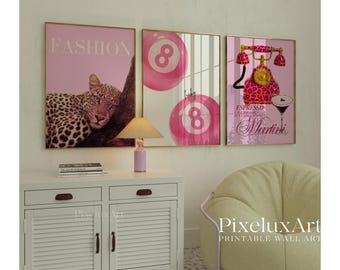 Retro Pink Gallery Leopard Wall Art Set – 6 Trendy Posters, Y2K Fashion Decor, Preppy Leopard Print, Aesthetic Apartment Leopard Wall Art, image 4