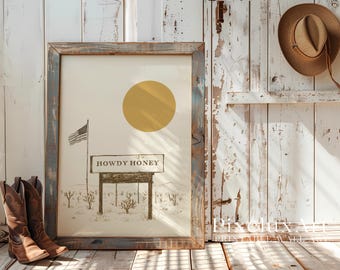 Howdy Honey Western Wall Art, Cowboy Country Decor, Rustic Ranch Poster, Wild West Print, Southern Nursery Boys Room Art, Rodeo Cowboy Decor, image 6