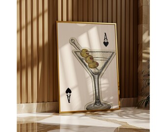 Dirty Martini Art Print, Trendy Martini Print, Cocktail Poster, Bar Cart Poster, Cocktail Print, Dirty Martini Print, Aesthetic Ace Print, image 6