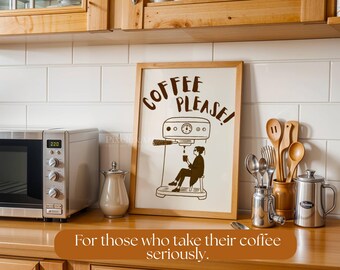 Coffee Please Wall Art, Retro Coffee Poster, Coffee Cart Print, Coffee Station Decor, Coffee Lover Art, Coffee Bar Print, Coffee Vibe Art, image 3