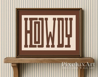 Howdy Western Wall Art | Cowboy Typography Print | Rustic Farmhouse Decor | Vintage Country Poster | Western Quote Printable, image 4