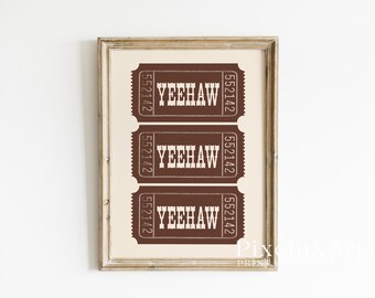 Yeehaw Ticket Wall Art | Western Typography Print | Rustic Cowboy Decor | Country Farmhouse Poster, image 3