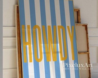 Howdy Print, Stripe Print, Typography Wall Art, Apartment Decor, Bar Cart Decor, Cute Gift for Her, Minimalist Decor, Trendy Western Artwork, image 3