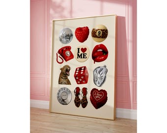 Retro Disco Collage Print: Red Leopard, Y2K Dorm Decor (Digital Download), image 8