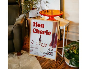Cherry Cake Poster: Retro Mon Chérie Print for Girly Room (Digital Download, image 6