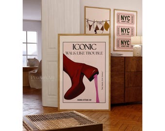 Trendy Girly Boot Poster, Collage Apartment Print, Y2k Fashion Print, Feminist Quote, Stylish And Cool Girl Aesthetic Magazine Cover, image 3