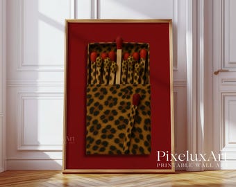 Leopard Matchbox Wall Art • Vintage Matchbox Print, Retro Leopard Decor, Matchbox Wall Art for Eclectic & Bold Home Style, Trendy Dorm Room, image 4