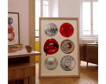 Retro Collage Wall Art, Funky Vintage Print, Trendy Aesthetic Poster for Cool Dorm Room & Gallery Wall Decor, Pop Icons Artwork, Retro Arts, image 9