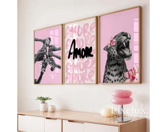 Pink Aesthetic Wall Art Set - Stockholm Fashion Wall Art, Leopard Print Decor, Preppy Gallery Wall for Bedroom, Glam Girl Room Printable Art, image 4