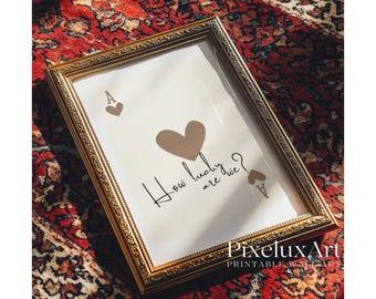 How Lucky Are We Print, Beige Ace Card Wall Poster, Ace of Hearts Aesthetic Art, Vibrant Romantic Print, Trendy Apartment Decor & Wall Art, image 8