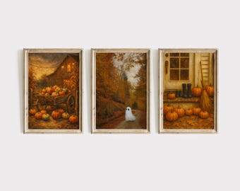 Moody Fall Halloween Wall Art Bundle Set | Vintage Autumn Print, Aesthetic Fall Frame Tv Art Set, Gallery Wall Decor, Cozy Autumn Wall Decor, image 8