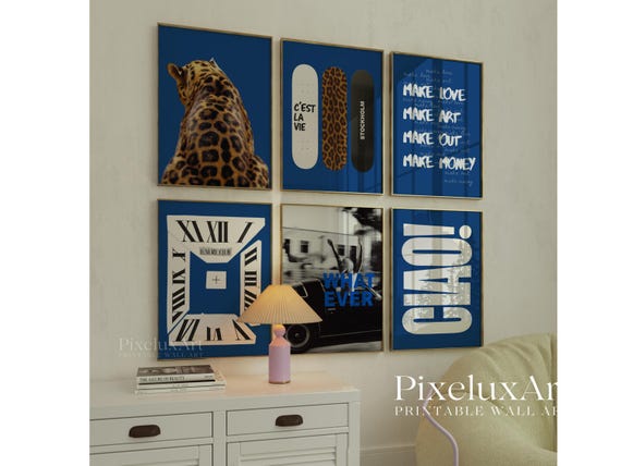 Navy Blue Set of 6 Trendy Gallery Wall Art