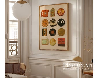 70s Trendy Collage Wall Art, Retro Poster Print, Vintage Wall Art, Digital Illustration, Disco Wall Art, 8 Ball Print, Retro Wall Art,, image 7